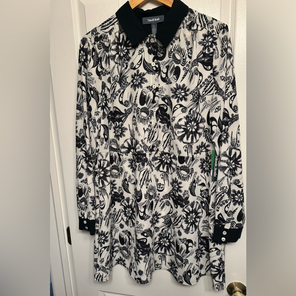 ModCloth Pretty in Ink Mini Shirt dress sz Large